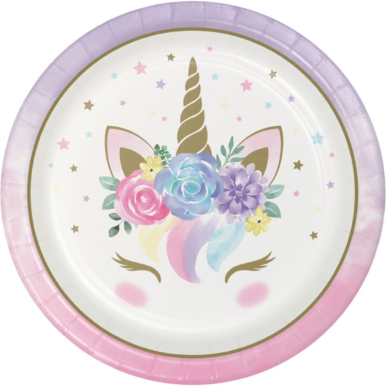 Party Central Disposable Unicorn Baby Shower Paper Party Dinner Plates - 9" - Club Pack of 96